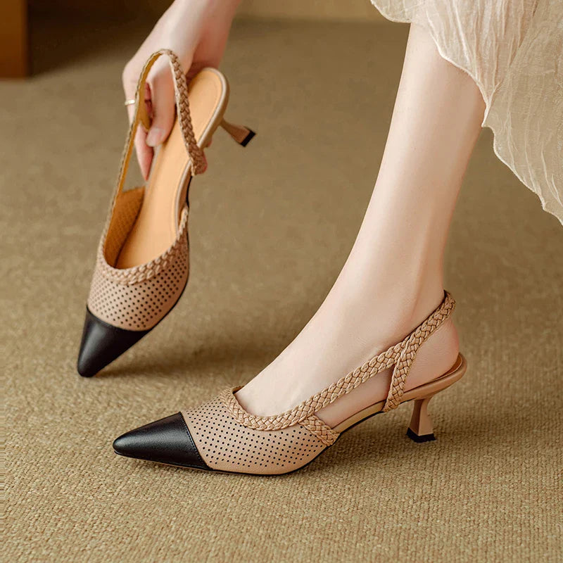 Genuine Leather Kitten Heels