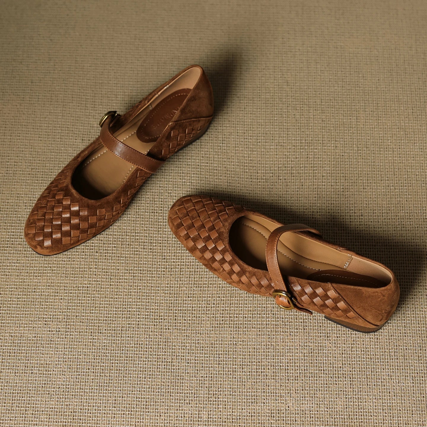 Elara Woven Leather Mary Janes