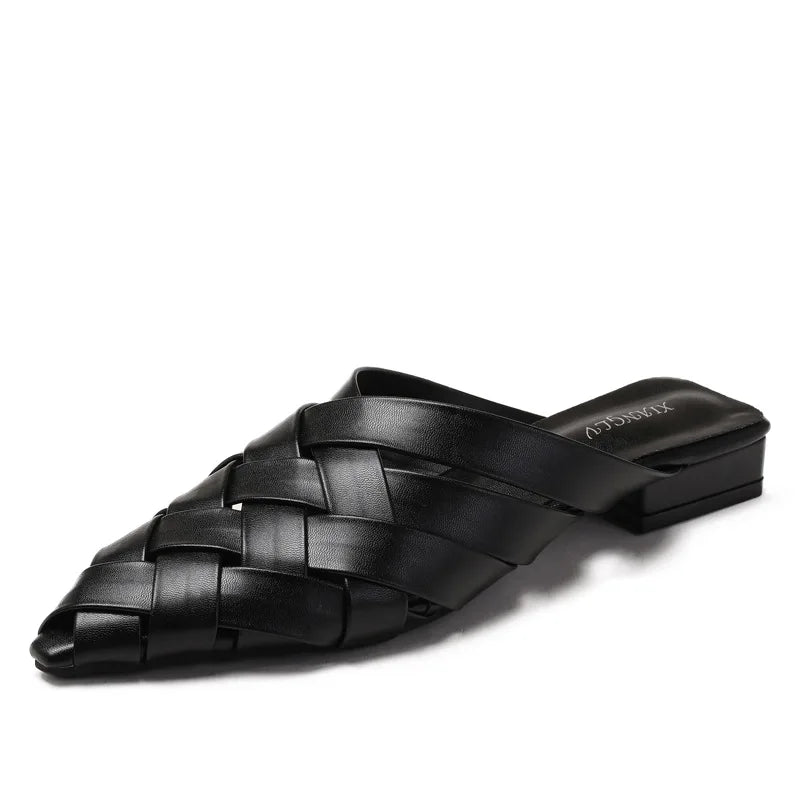 Sofia Woven Leather Mules