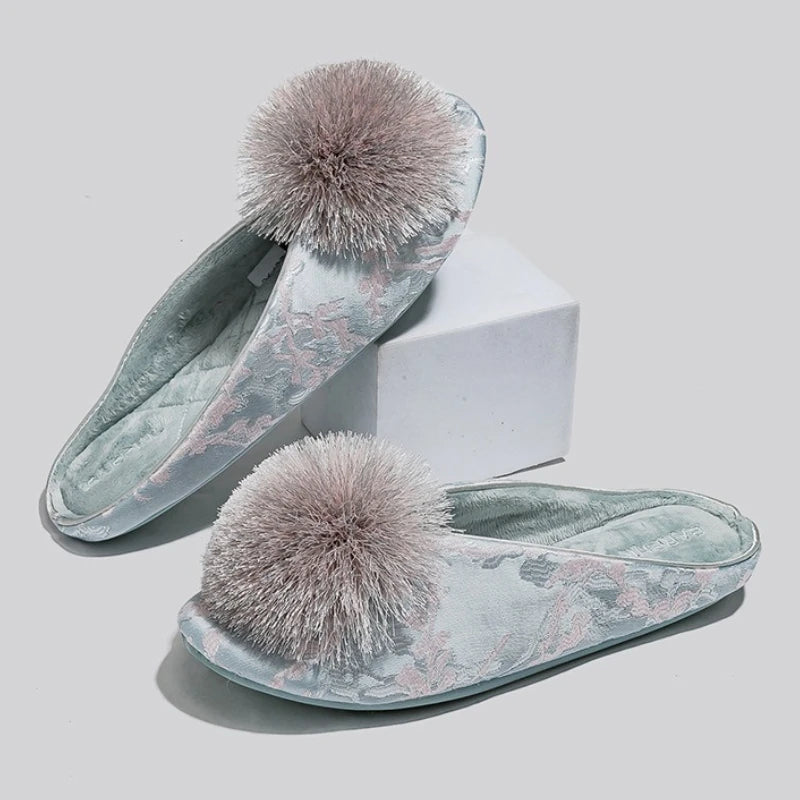 Manella Embroidered Pom Slippers - Image 2 of 6