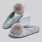 Manella Embroidered Pom Slippers - Image 2 of 6