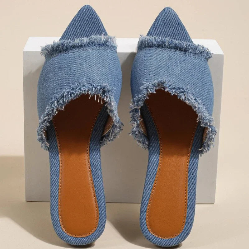 Riviera Denim Slides