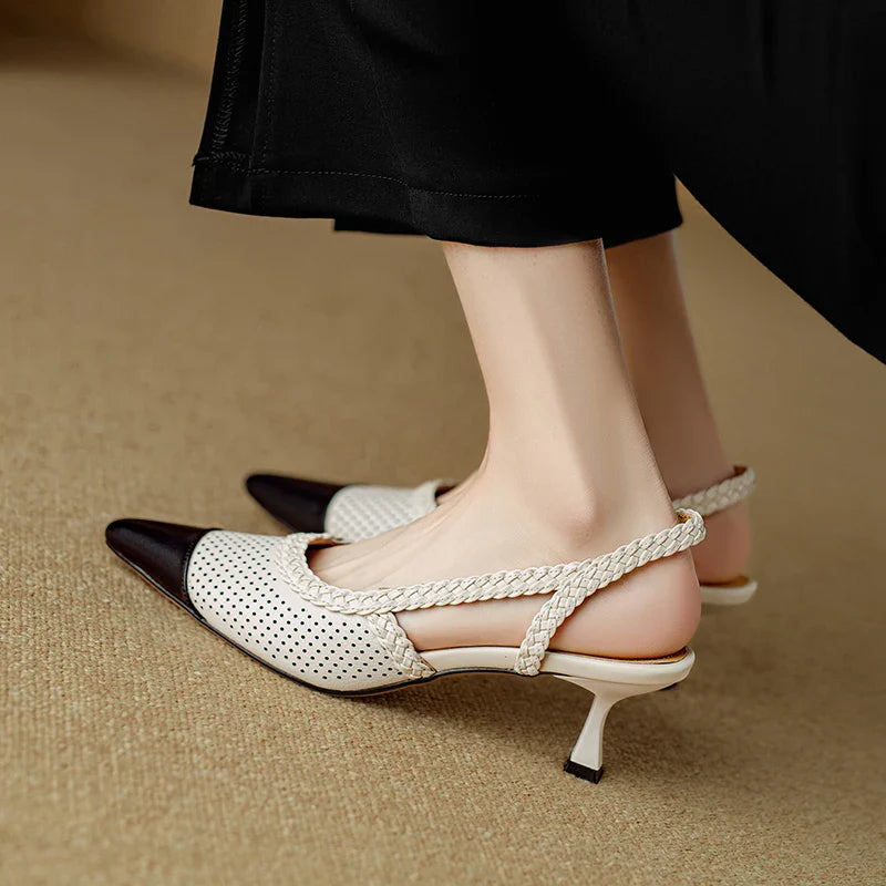 Genuine Leather Kitten Heels