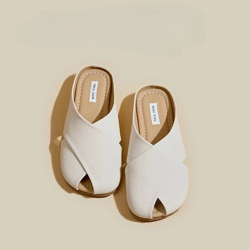 Elena Criss-Cross Leather Mules