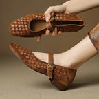 Elara Woven Leather Mary Janes