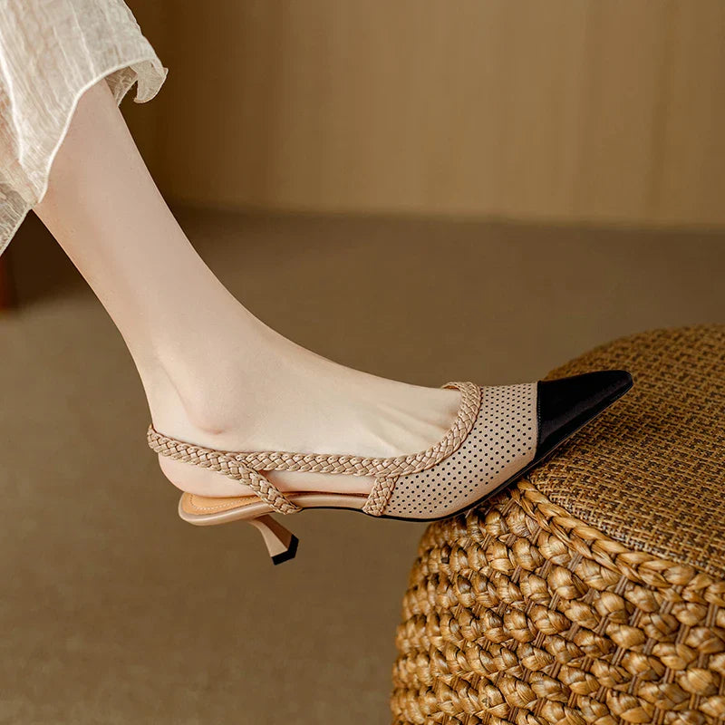 Genuine Leather Kitten Heels