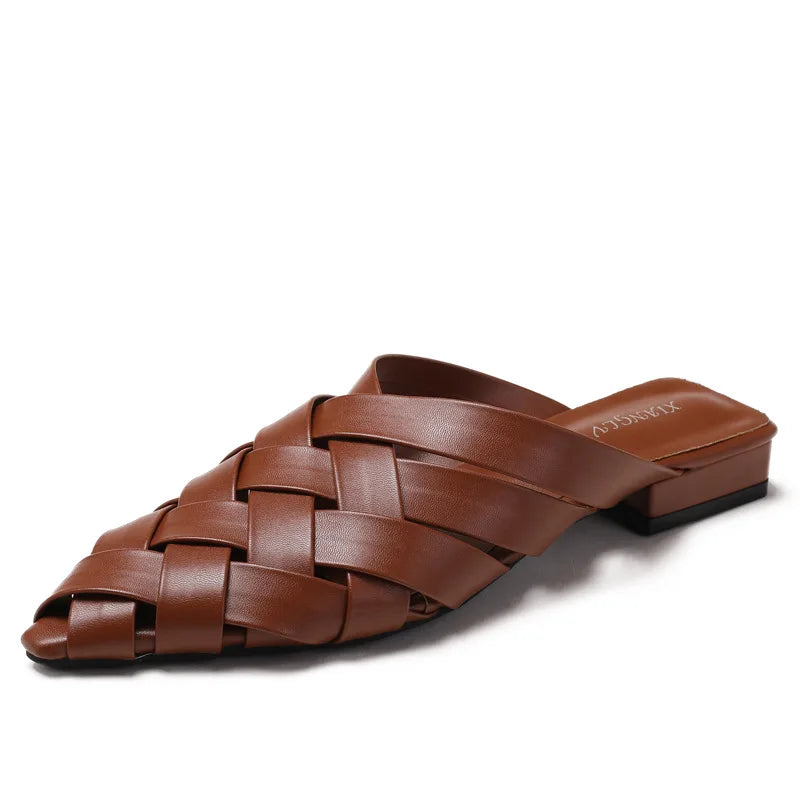 Sofia Woven Leather Mules