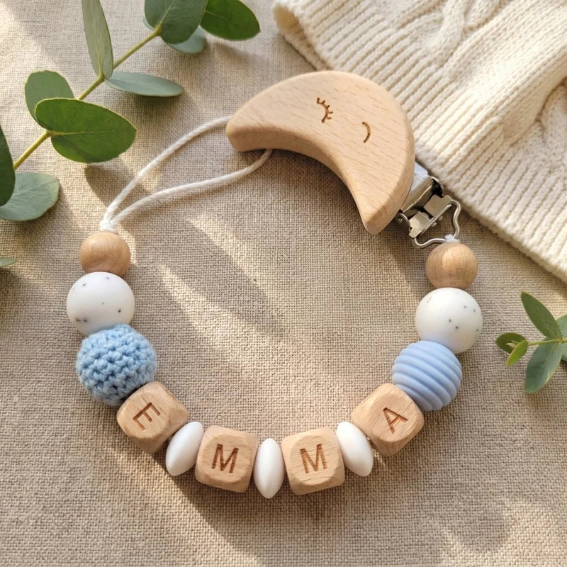 Personalized Wooden Bear Pacifier Clip