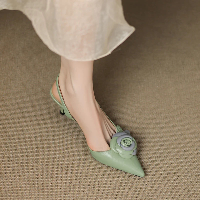 Roselle Bloom Leather Heels
