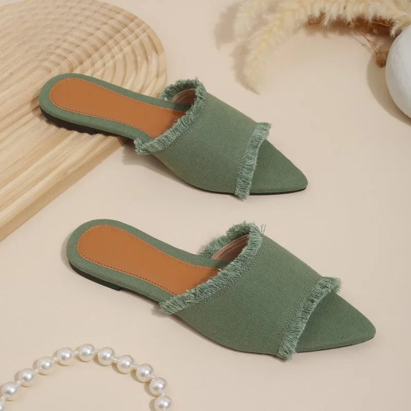 Riviera Denim Slides