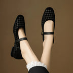 Elara Woven Leather Mary Janes