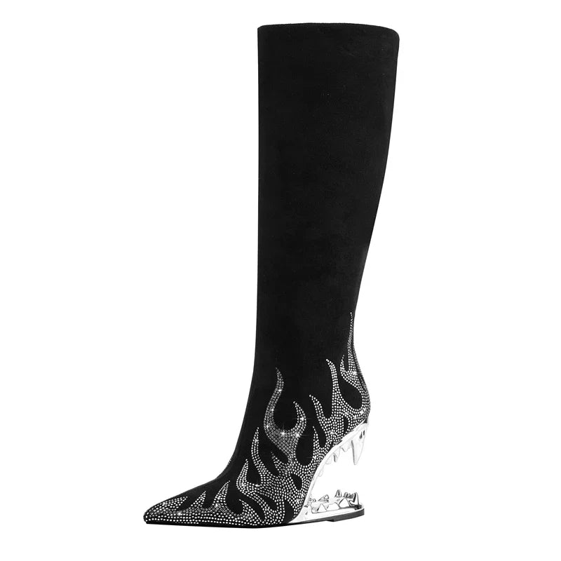 Starlit Wolf Knee High Boots