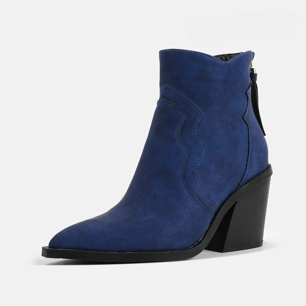 Chunky Wooden Heel Ankle Boots
