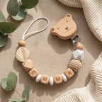 Personalized Wooden Bear Pacifier Clip