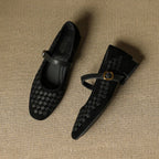 Elara Woven Leather Mary Janes