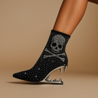 Starlit Wolf Skull Ankle Boots