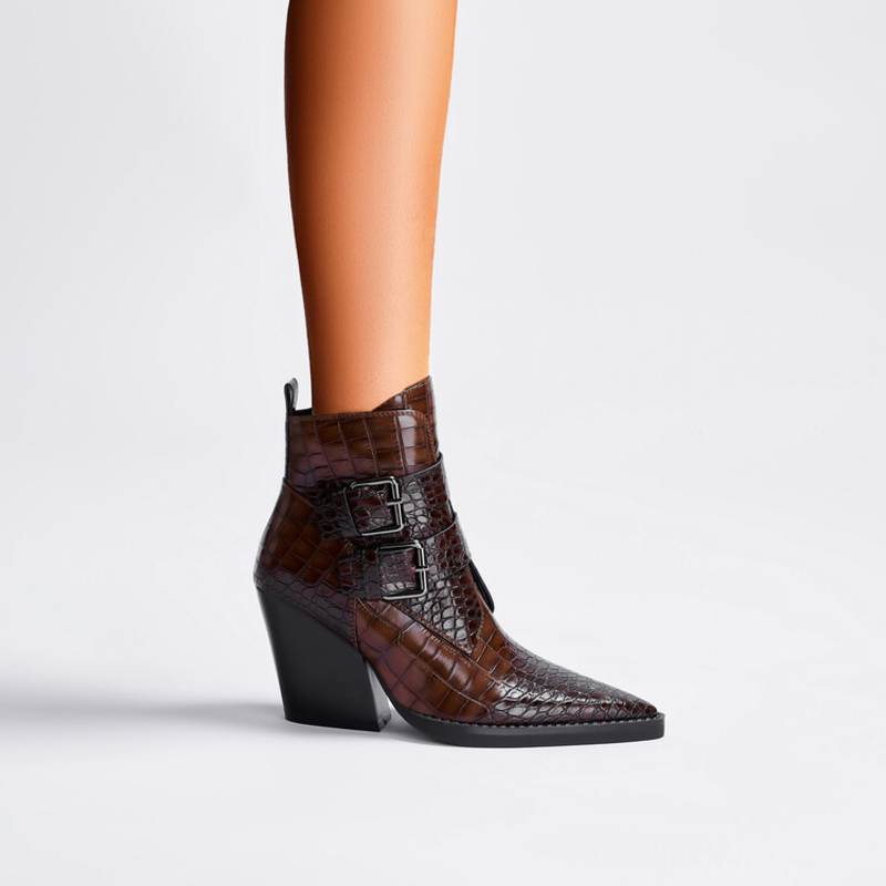 Westline Buckle Leather Boots