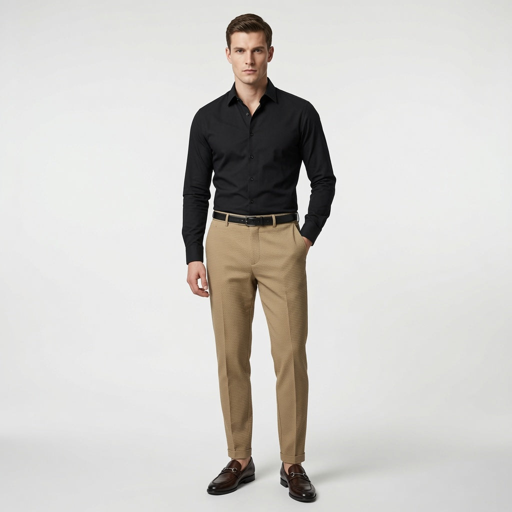 ZURIN Waffle Textured Casual Pants