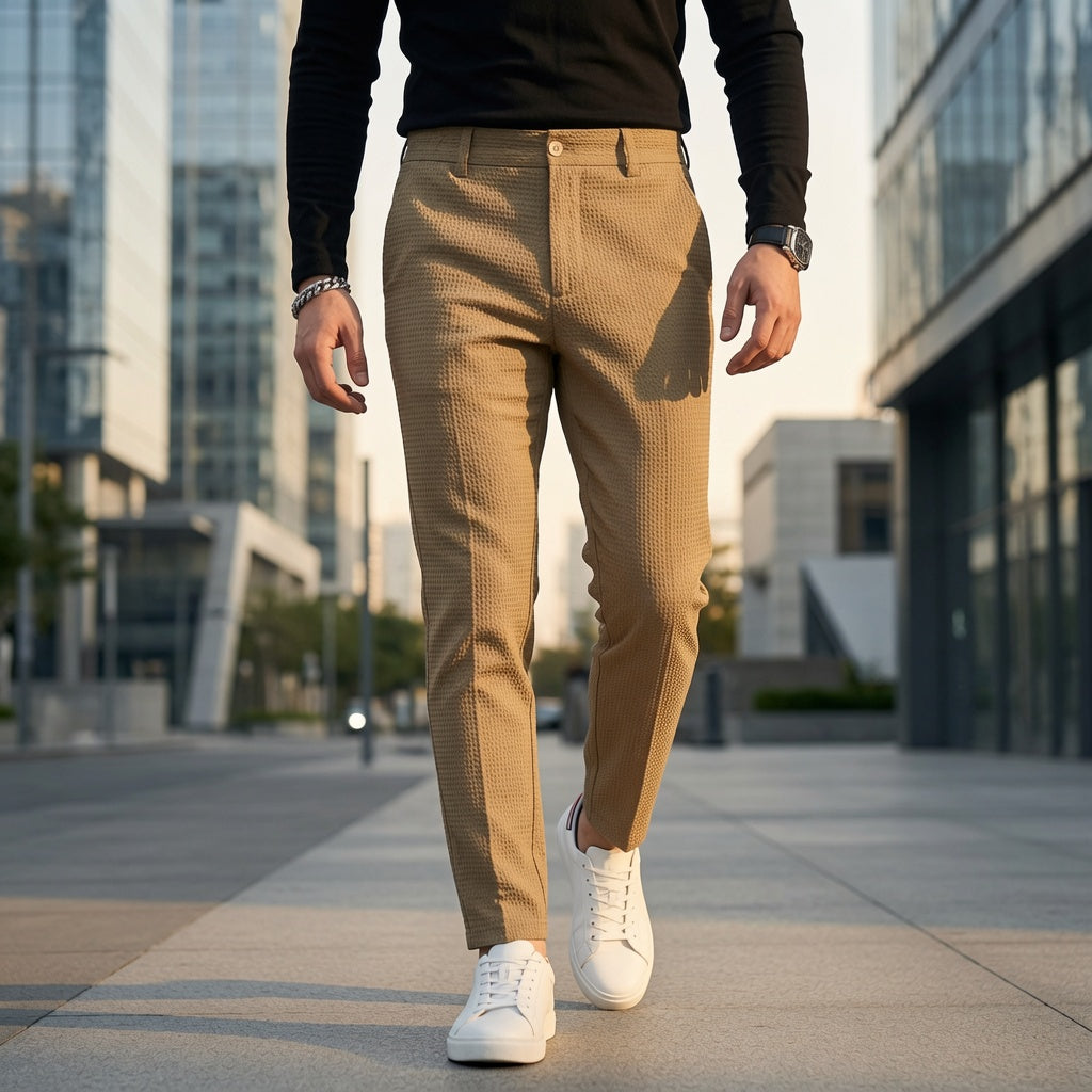 ZURIN Waffle Textured Casual Pants