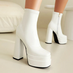 High Heeled Zipper Ankle Platform Boots