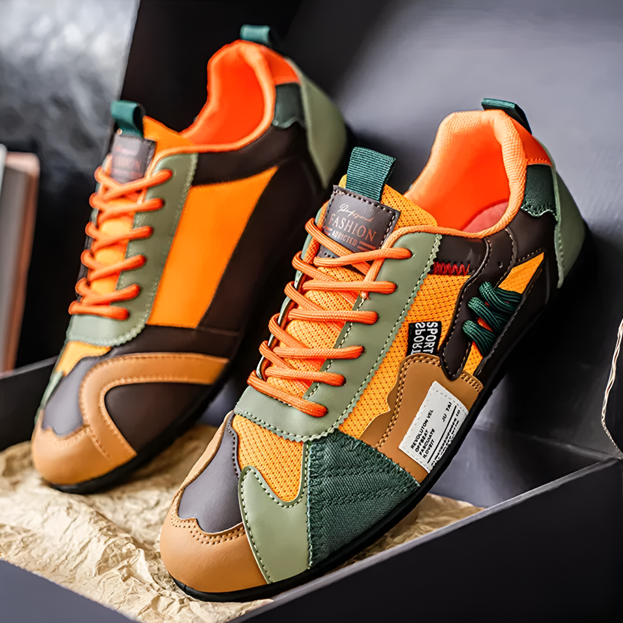 Atlas Racer Sneaker in Orange - Top Pair View