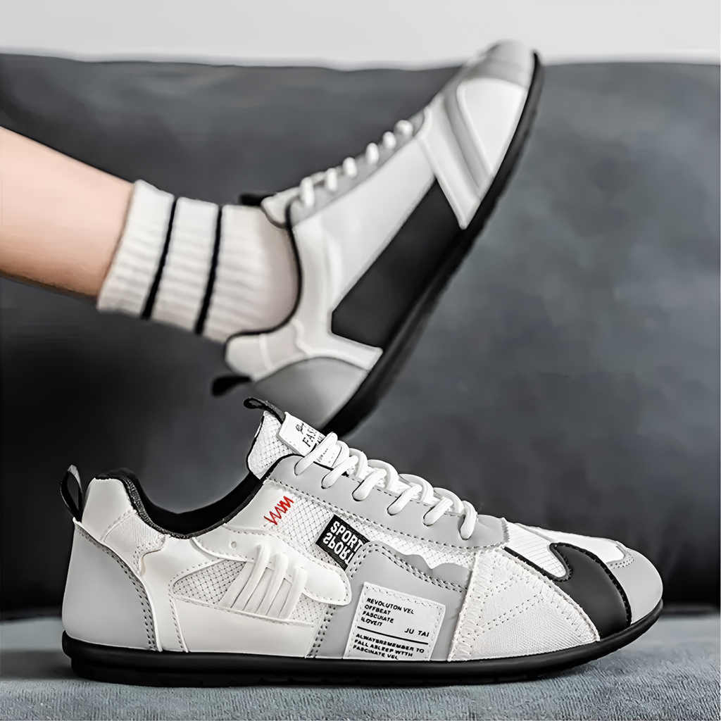 Atlas Racer Sneaker in White - Side Profile on Foot