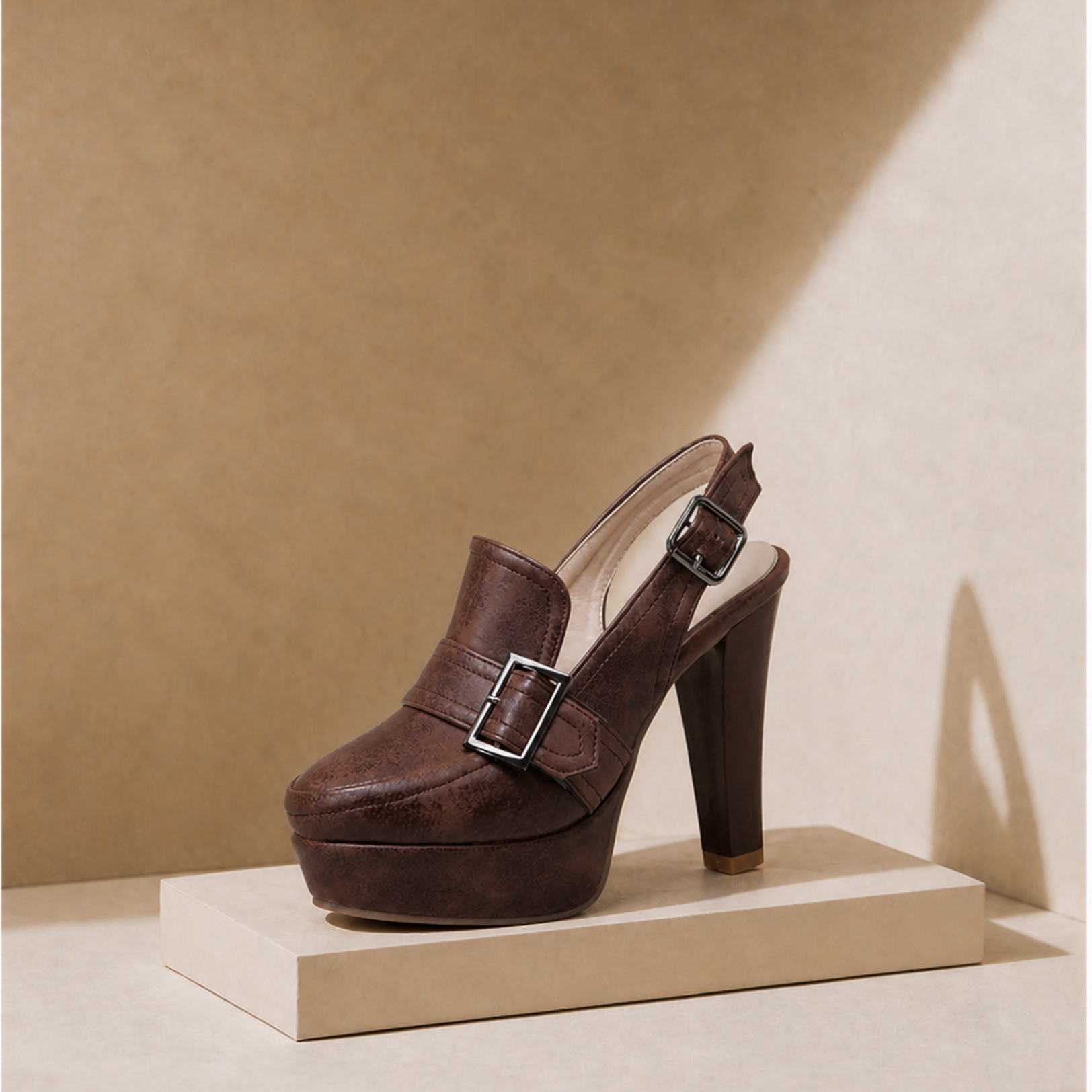 Geneva Buckle Heels