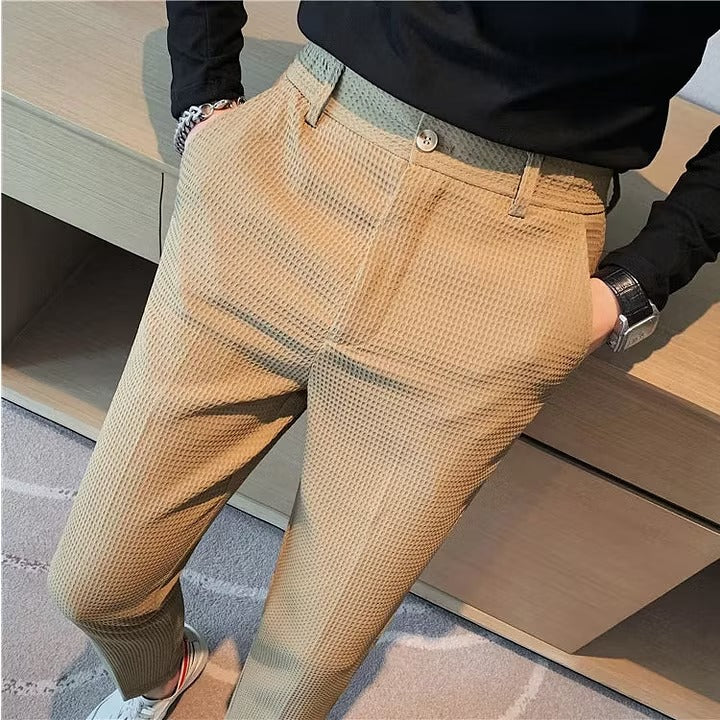 ZURIN Waffle Textured Casual Pants