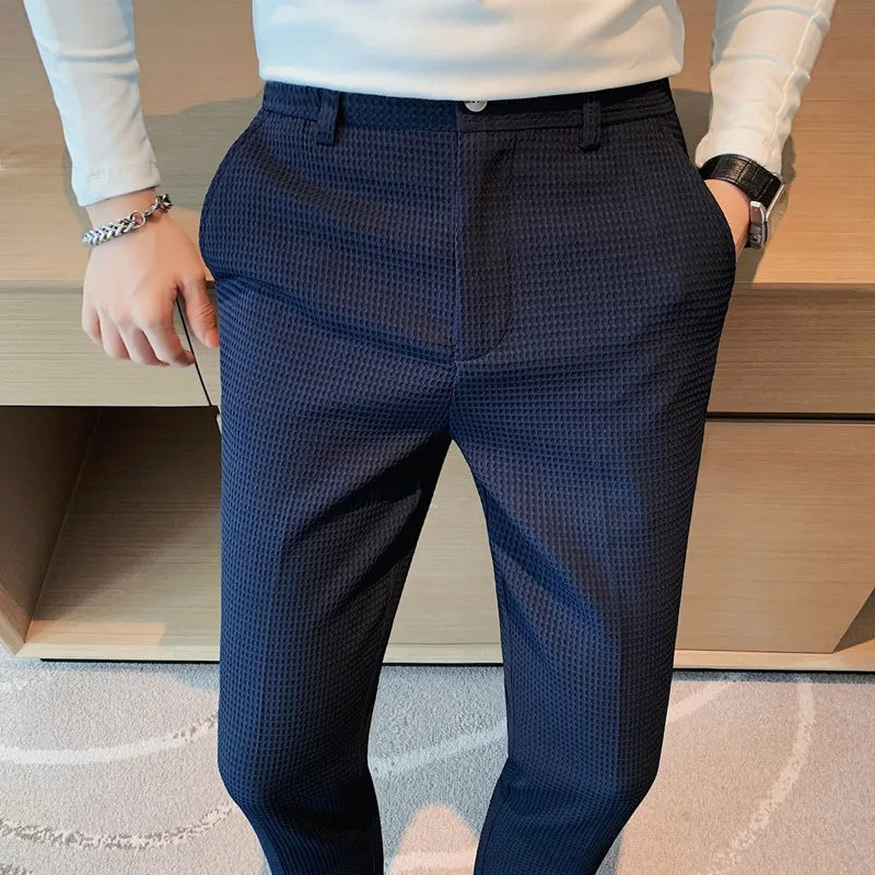 ZURIN Waffle Textured Casual Pants